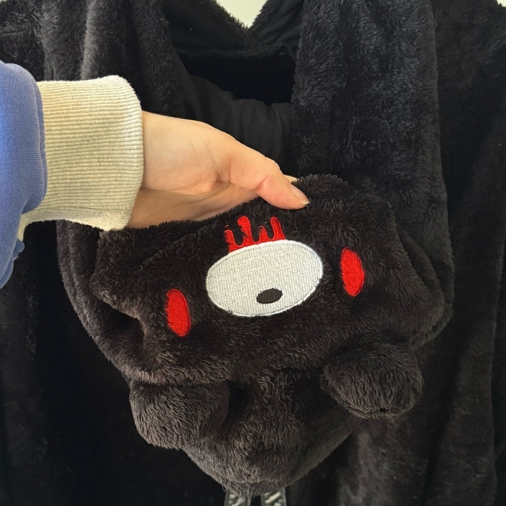 KILLSTAR Gloomy Bear Black Fuzzy I’m Gloomy Hoodie - Picture 7 of 9